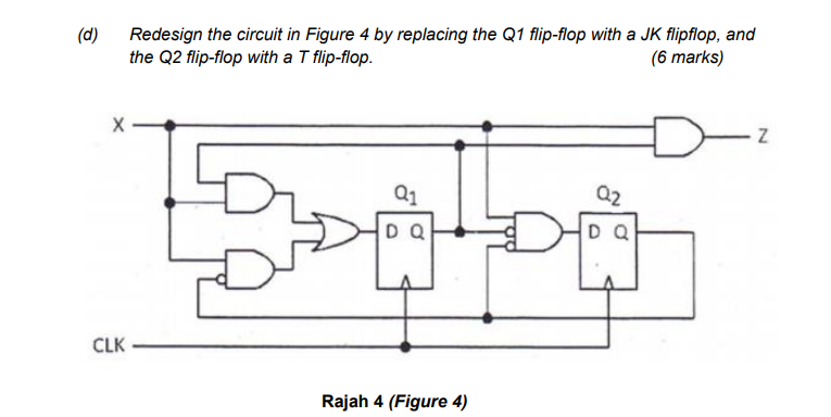 Solved d) Redesign the circuit in Figure 4 by replacing the | Chegg.com