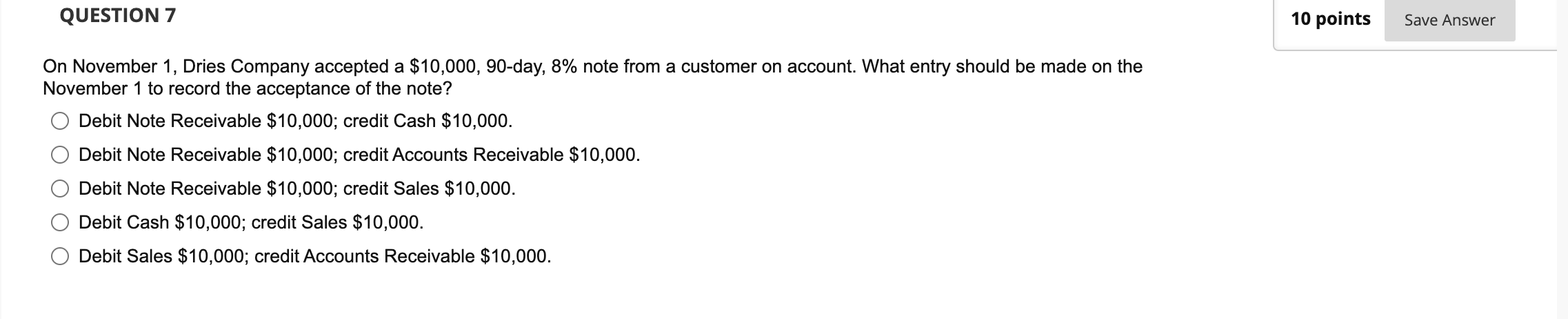 Solved QUESTION 7 10 points Save Answer On November 1, Dries | Chegg.com