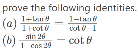 Solved prove the following identities. (a) | Chegg.com