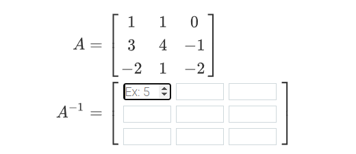 Solved 1 1 0 A= 3 4 -1 1 -2 -2 Ex: 5 . A-1 = | Chegg.com