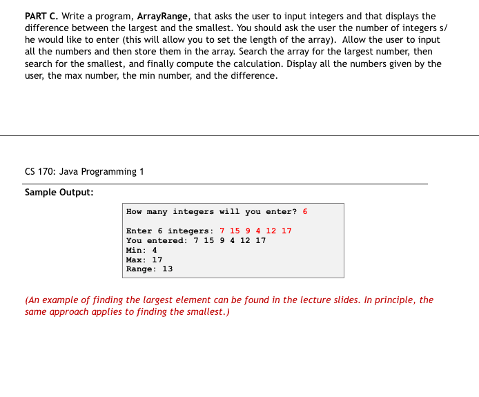 Solved PART A. Write a program ArraysAndLoops and implement | Chegg.com