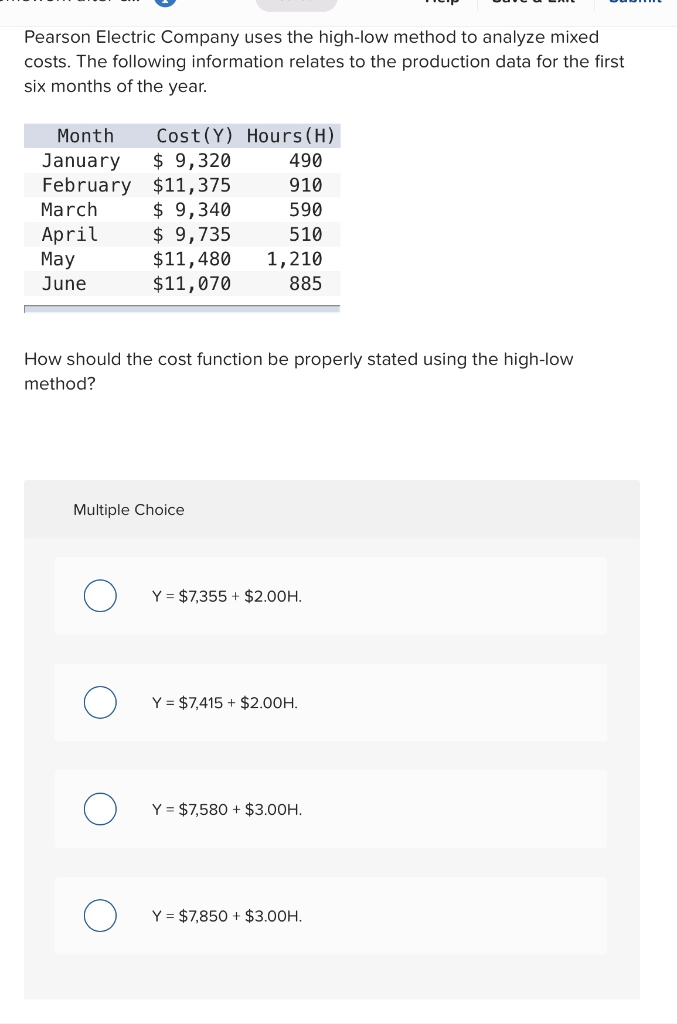 Solved Pearson Electric Company uses the high-low method to | Chegg.com