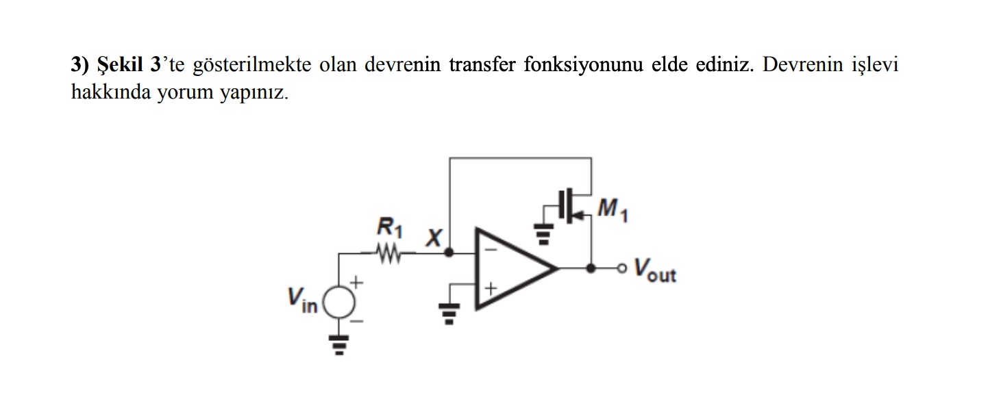 Solved 3) Şekil 3 'te gösterilmekte olan devrenin transfer | Chegg.com