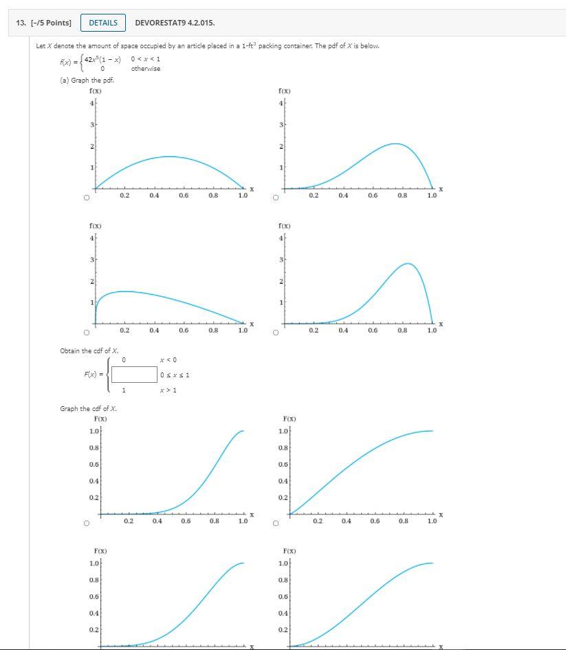 Solved (b) What is P(X ≤ 0.65) [i.e., F(0.65)]? (Round your | Chegg.com