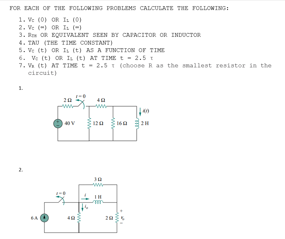 FOR EACH OF ﻿THE FOLLOWING PROBLEMS CALCULATE THE