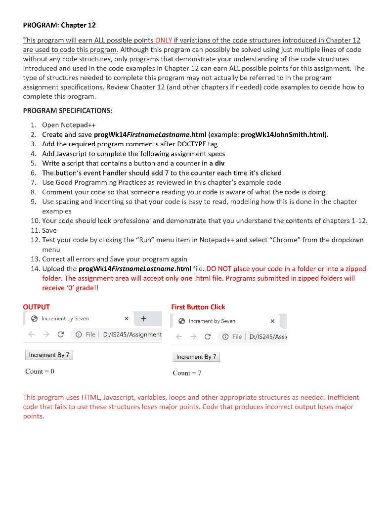 PROGRAM: Chapter 12 This program will earn ALL | Chegg.com