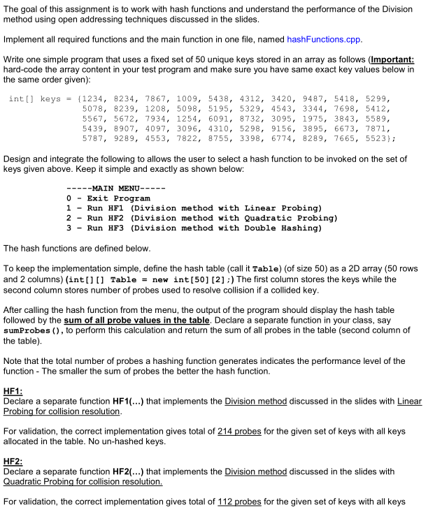 Solved The goal of this assignment is to work with hash | Chegg.com