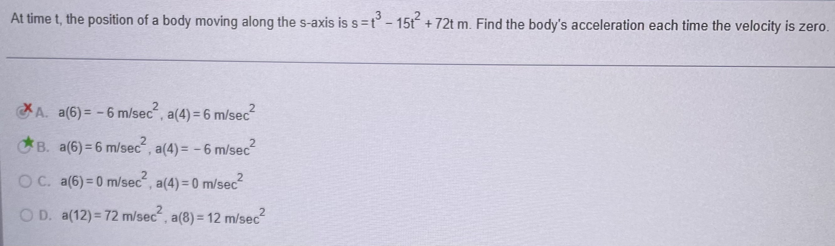 Solved At time t, ﻿the position of a body moving along the | Chegg.com