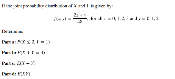 Solved If The Joint Probability Distribution Of X And Y Is | Chegg.com