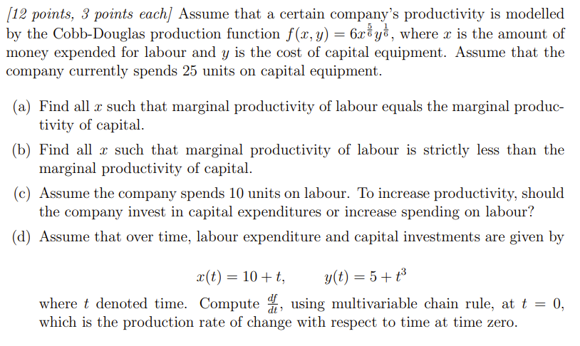 Solved [12 points, 3 points each] Assume that a certain | Chegg.com