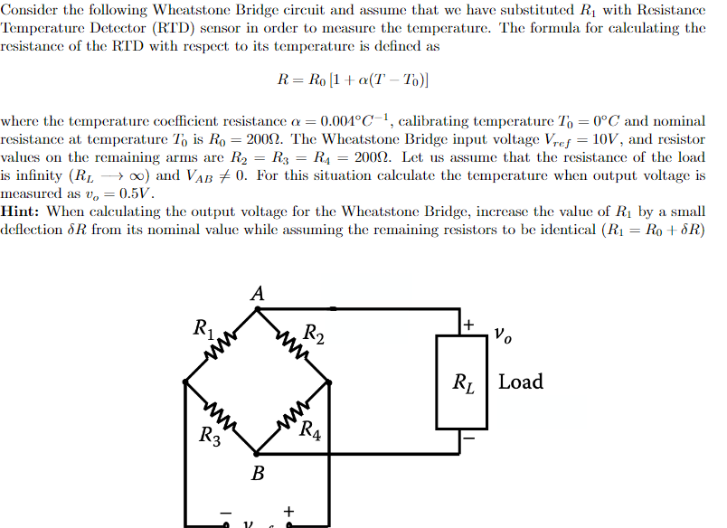 Solved Consider The Following Wheatstone Bridge Circuit And | Chegg.com