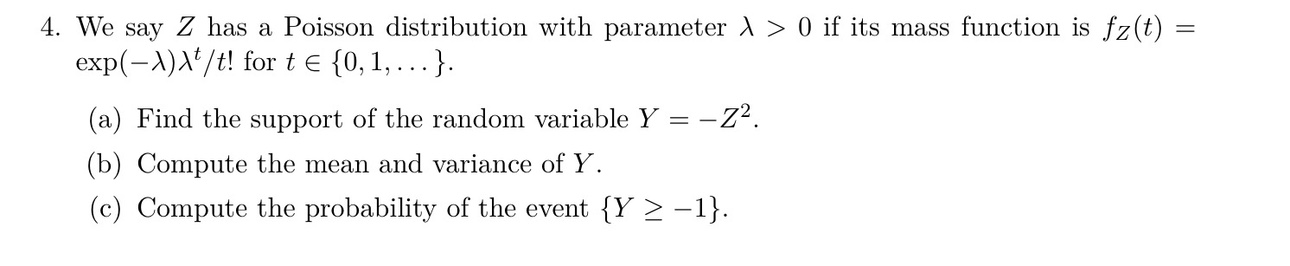 Solved . We say Z has a Poisson distribution with parameter | Chegg.com