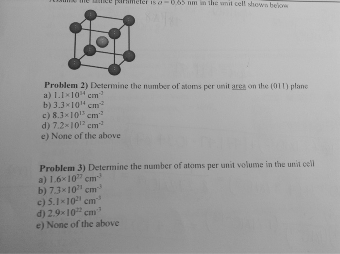 Solved Determine the number of atoms per unit area on the | Chegg.com