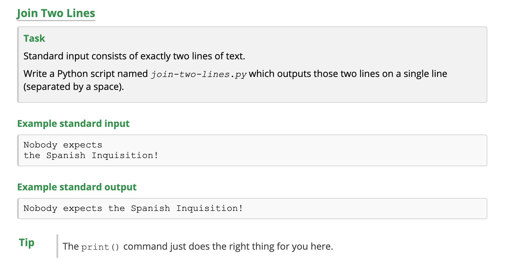 Solved Join Two Lines Task Standard input consists of | Chegg.com