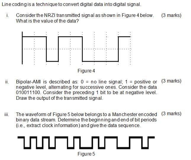 Solved Line coding is a technique to convert digital data | Chegg.com