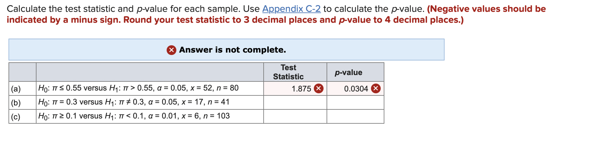Solved Calculate the test statistic and p-value for each | Chegg.com