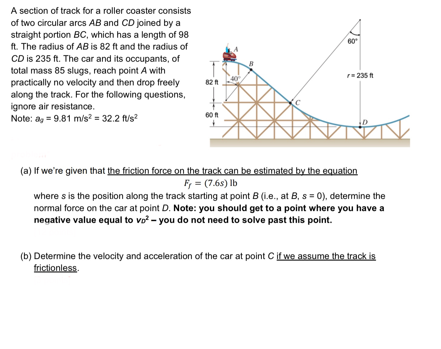 Solved A Section Of Track For A Roller Coaster Consistsof | Chegg.com