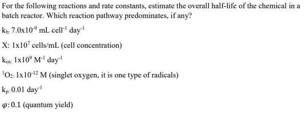 Solved For the following reactions and rate constants, | Chegg.com