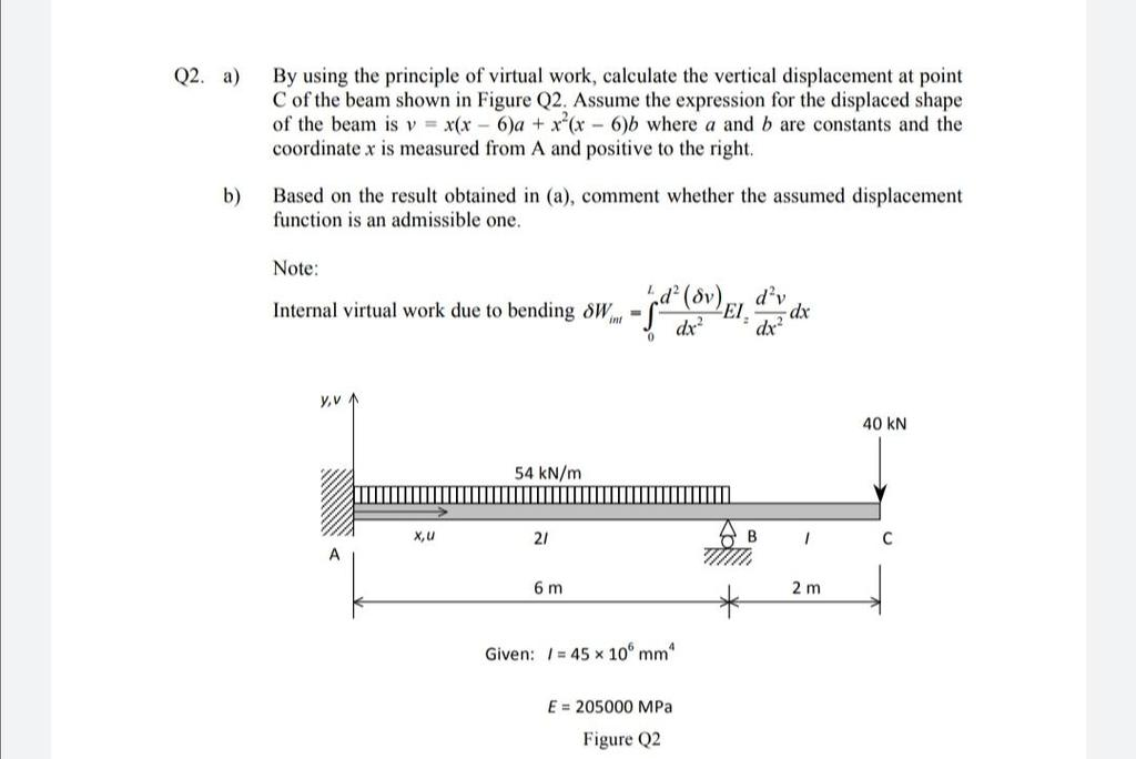 Solved Q2. a) By using the principle of virtual work, | Chegg.com