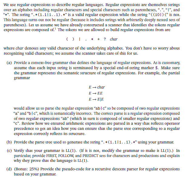 We use regular expressions to describe regular | Chegg.com