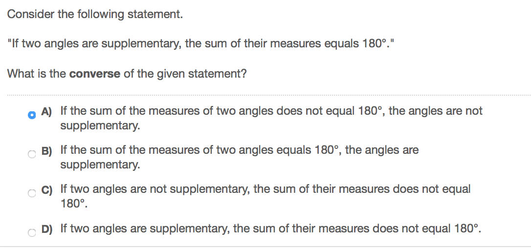 Solved Consider the following statement. "If two angles are | Chegg.com
