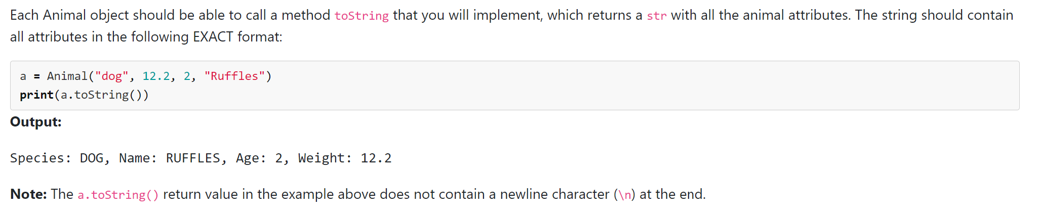 Solved You will need to create two files: - Animal. py - | Chegg.com