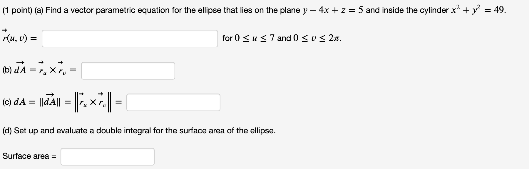 Solved (1 point) (a) Find a vector parametric equation for | Chegg.com