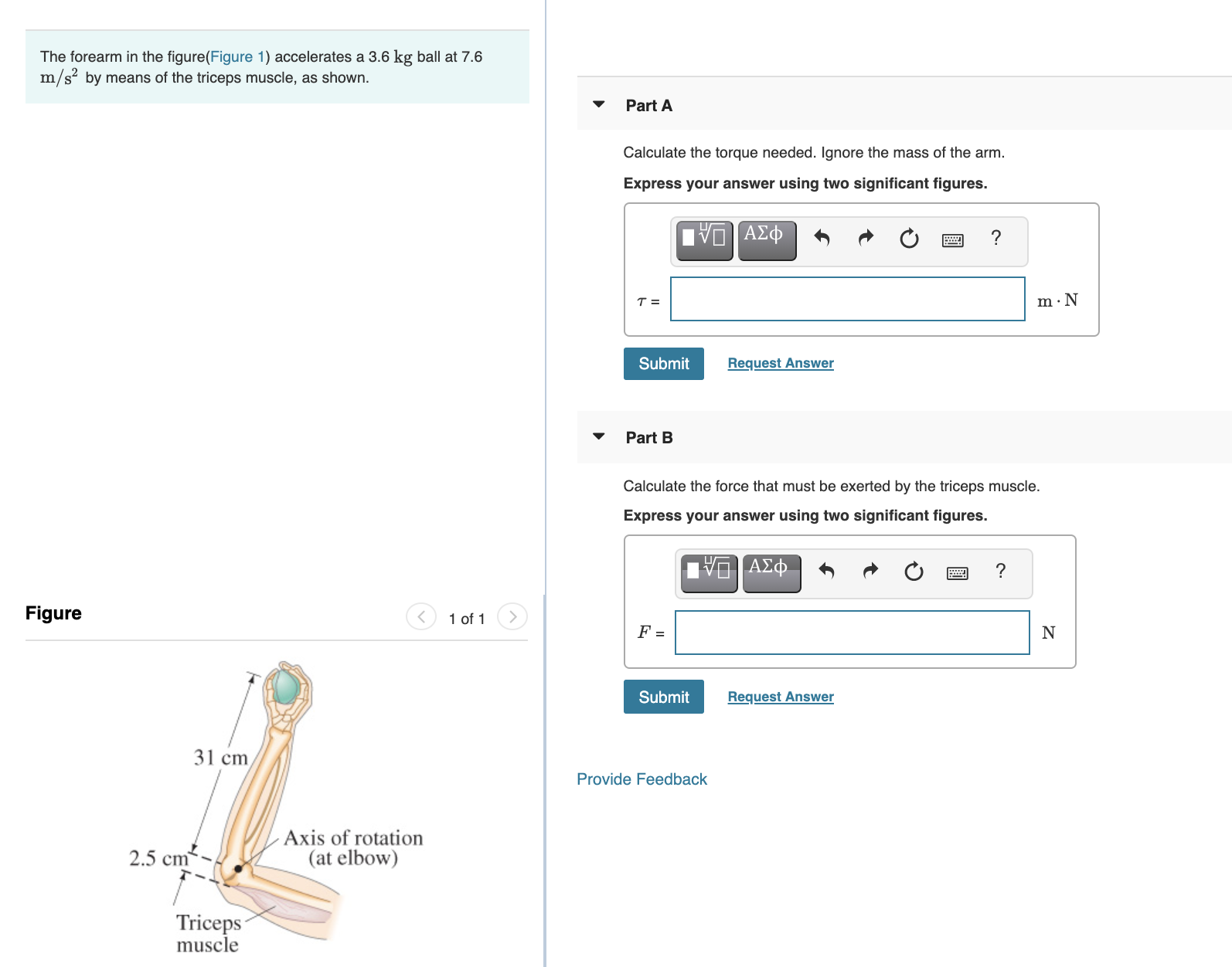 Solved The forearm in the figure(Figure 1) accelerates a 3.6 | Chegg.com