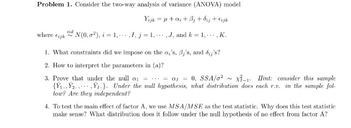 Solved Consider the two-way analysis of variance (ANOVA) | Chegg.com