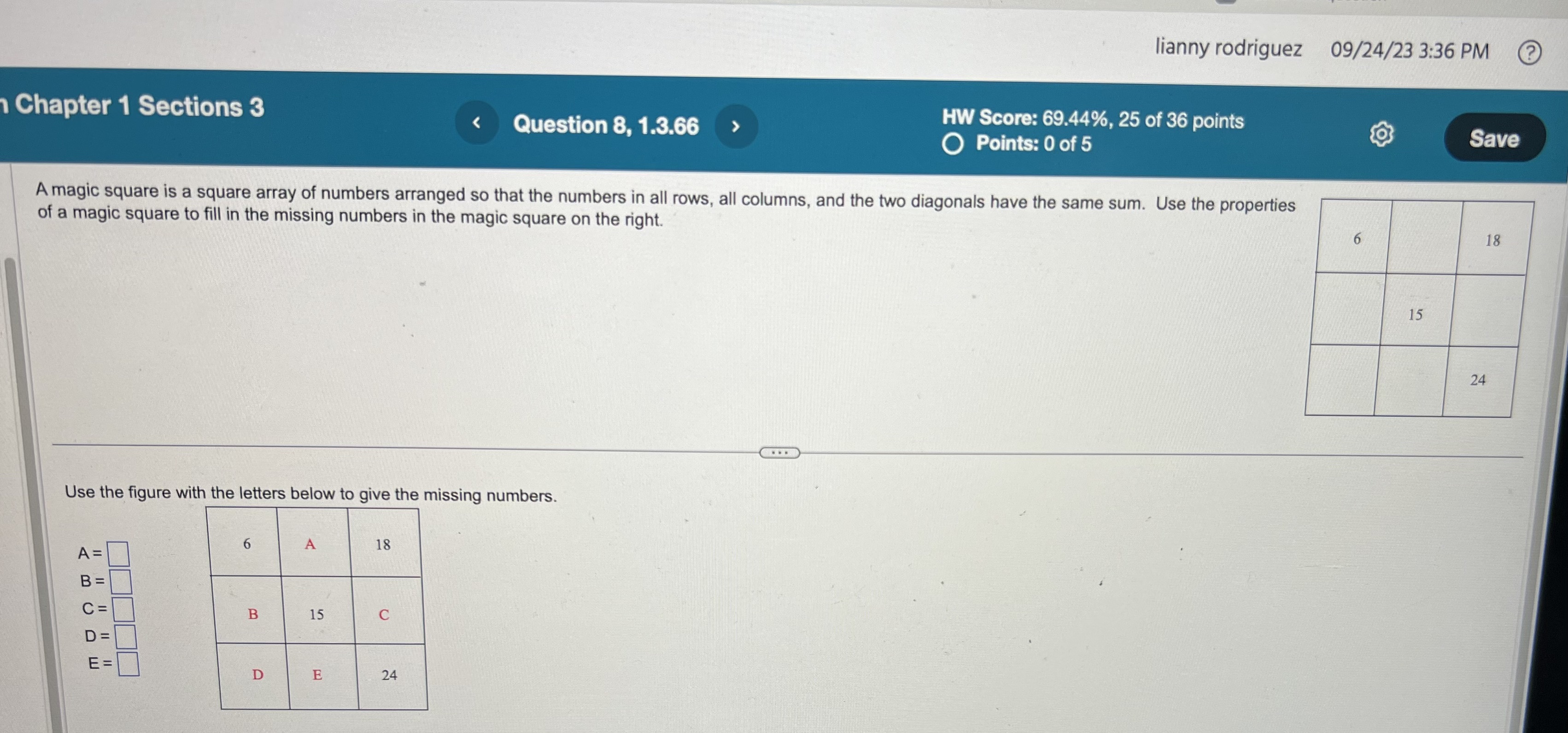 Solved A magic square is a square array of numbers arranged | Chegg.com