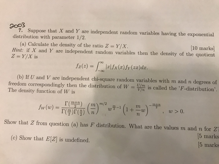 Solved 7. Suppose that X and Y are independent random | Chegg.com