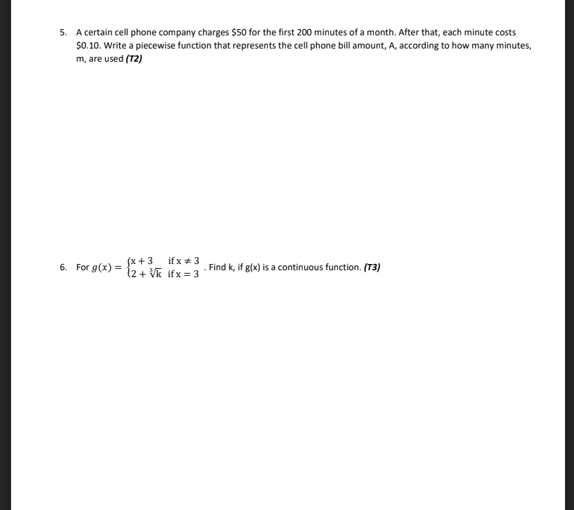 Solved 5. A certain cell phone company charges $50 for the | Chegg.com