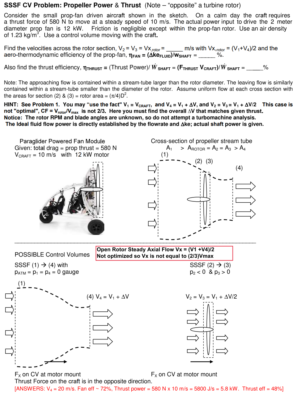 Sssf Cv Problem Propeller Power Thrust Note Chegg Com