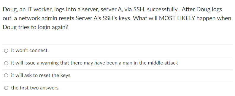 Solved Doug, An IT Worker, Logs Into A Server, Server A, Via | Chegg.com