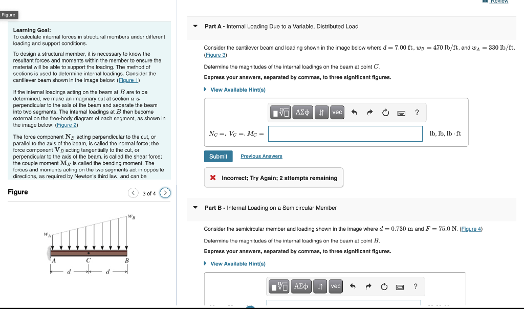 Solved Review Figure Part A - Internal Loading Due to a | Chegg.com