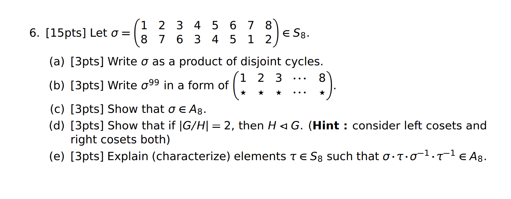 Solved Notation Hsg His A Subgroup Of G Hag H Is A Chegg Com