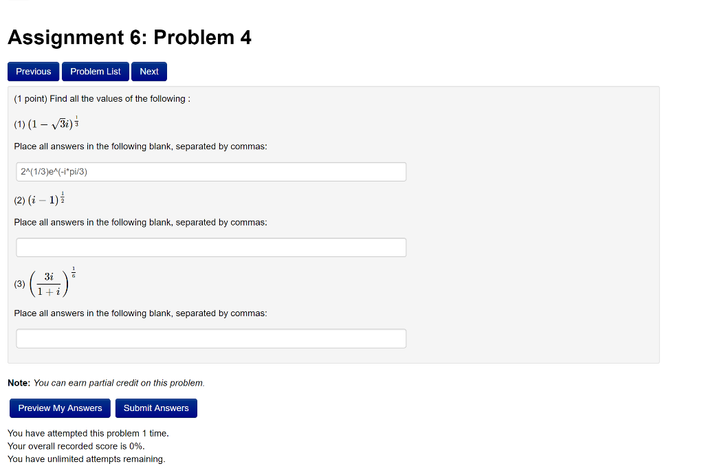 Solved Assignment 6: Problem 4 Previous Problem List Next (1 | Chegg.com