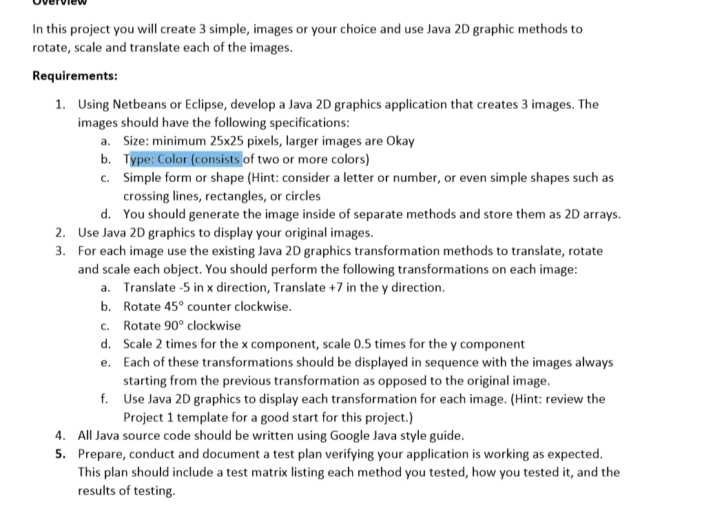Solved vervieW In this project you will create 3 simple, | Chegg.com
