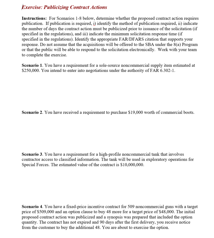 Solved Exercise: Publicizing Contract Actions Instructions: | Chegg.com