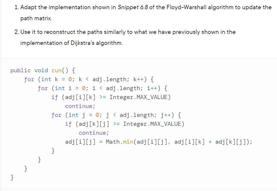Solved Scenario Improve Floyd-Warshall's algorithm so that | Chegg.com