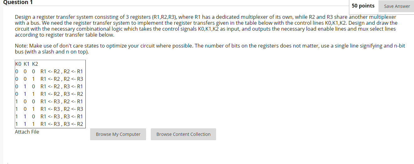 Solved Save Answer Question 1 50 points Design a register | Chegg.com