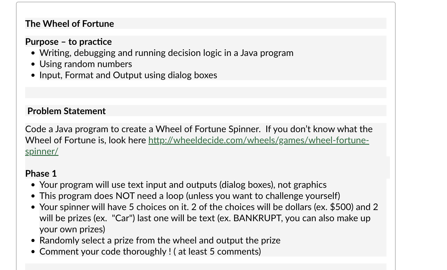 Solved The Wheel of Fortune Purpose - to practice - Writing, | Chegg.com