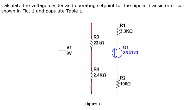 Solved Calculate the voltage divider and operating setpoint | Chegg.com