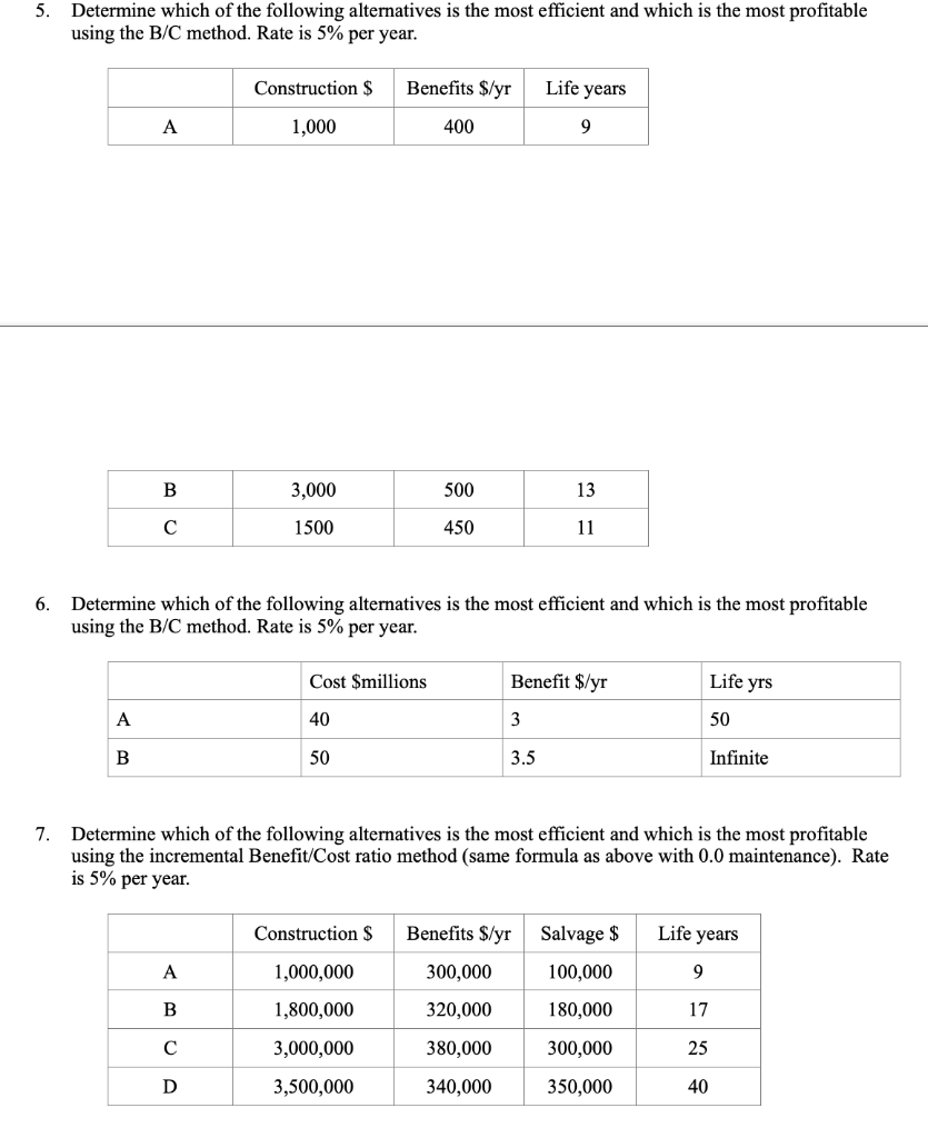 Solved 5. Determine Which Of The Following Alternatives Is | Chegg.com