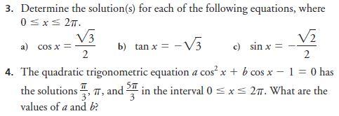 Solved 3. Determine the solution(s) for each of the | Chegg.com