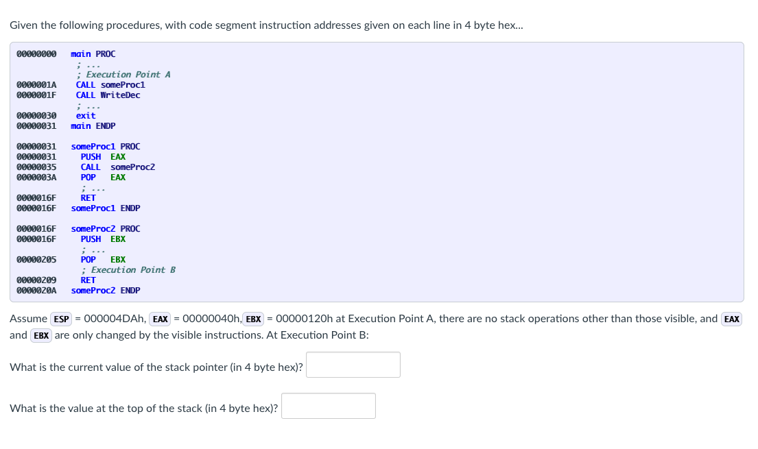 Given the following procedures, with code segment | Chegg.com