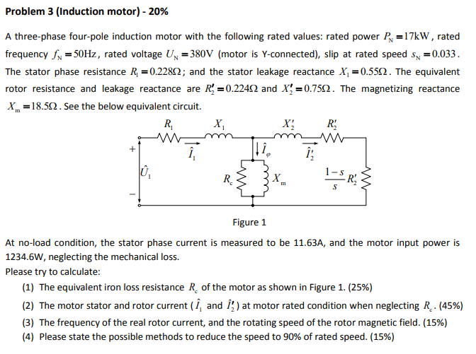 Solved Problem 3 Induction Motor A Three Phase Fo Chegg Com