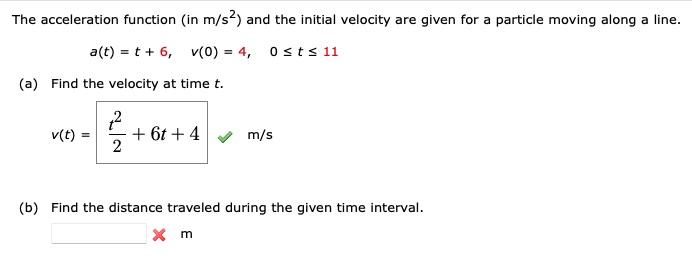 Solved The acceleration function (in m/s2) and the initial | Chegg.com