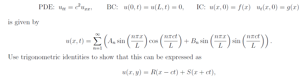 Solved PDE: utt=c2uxx, BC: | Chegg.com