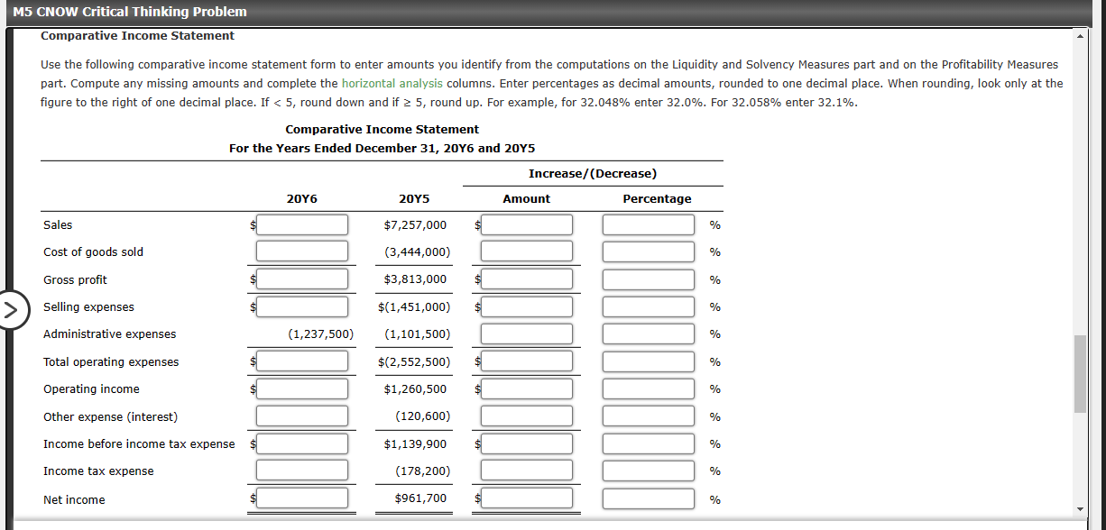Use the following comparative income statement form | Chegg.com